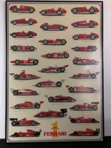 FERRARI: A large print of Ferrari F1 cars from 1948 to 1991