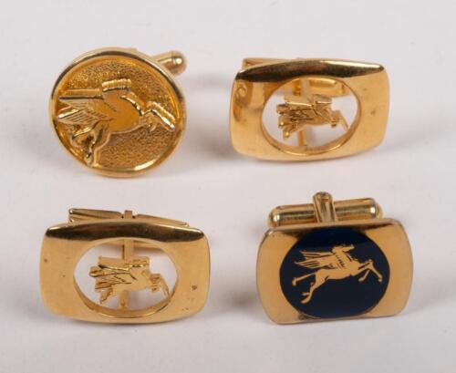 MOBIL: Four Mobil cufflinks, each with Pegasus insignia, includes one pair and two odd