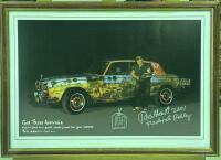 PRO HART: Two framed Pro Hart items including Rolls Royce Australian Tribute printed hand signed by Pro Hart 'Pro Hart 2001 Federal Rally' and a print titled Australian Formula One Grand Prix&nbsp;'The Chicane', largest measures 46cm high, 64cm wide