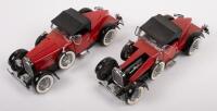 STUTZ&nbsp;BLACK HAWK: 2 x 1:24 scale Franklin Mint 1928 Stutz black hawk boattail speedster models, both models have varying amounts of damage