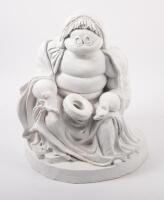 MICHELIN: An excellent Michelin Bibendum&nbsp;clay sculpture by Australian Artist Terry Lawrie&nbsp;featuring Bibendum&nbsp;as a Madonna and Child&nbsp;pose reminiscent of the famous Leonardo Da Vinci sculpture, approx 39cm high [Location: Melbourne]
