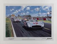 JUAN FANGIO/JOSE GONZALEZ: A limited edition (400/500) print by Nicholas Watts titled "Summer of '54", signed in pen by Fangio, Gonzalez and the artist