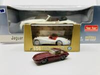 JAGUAR: Three models including an 1:64 E-type FHC by Lesney, a 1:43 scale XK120 by Brumm and a 1:18 scale XK140 DHC by Sun Star [Location: Sydney] - 2