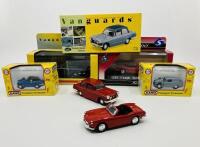 TRIUMPH: Seven die cast models of various scales including Herald, Spitfire & Courier Van, five still in original boxes [Location: Sydney]