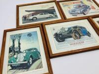 FRAMED POSTCARDS: A collection of five framed postcards featuring period advertising for Morris, M.G. and Jaguar [Location: Sydney] - 2