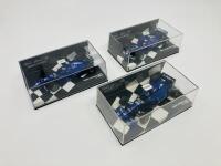 PROST & LIGIER: Three Minichamps 1:43 scale models of J Trulli&rsquo;s Post-Peugeot AP01 & 1999 GP plus O Panis&rsquo; Ligier-Honda JS41, boxed [Location: Sydney]