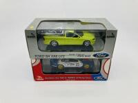 FORD: Two Classic Carlectables 1:43 scale models of the KJ Thermal 2002 AU Racing Falcon and a 2003 BA XR8 Ute in Citric Acid, both boxed - 2