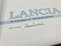 LANCIA: A hardcover book 'Lancia: 70 Years of Trailblazing' by Bruce Lindsay, slipcased and signed by the author [Location: Sydney] - 2