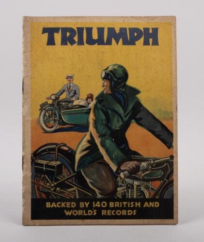 TRIUMPH: A rare late 1920s - early 1930s Triumph Rhodes Motor Company, Elizabeth St, Melbourne catalogue, features Model 'W', 'N', 'Horsman T.T.' & sidecars [Location: Melbourne]