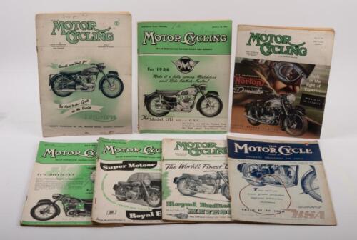 MOTOR CYCLING: A collection of seven 'Motor Cycling' magazines, one 1947 issue and six 1950s issues [Location: Melbourne]