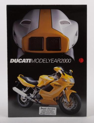DUCATI: A large fold out color sales booklet 'Ducati Model Year 2000' model photographs to one side, with model specification data to rear [Location: Melbourne]