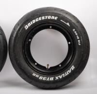 VESPA: Three black Vespa rims fitted with Bridgestone 3.50-10 51J tyres. - 4