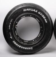 VESPA: Three black Vespa rims fitted with Bridgestone 3.50-10 51J tyres. - 6