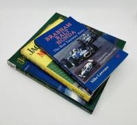 BRABHAM: Three hardcover publications relating to Brabham including &lsquo;Brabham Ralt Honda: The Ron Tauranac Story&rsquo; by Mike Lawrence signed by Ron Tauranac, &lsquo;Jack Brabham&rsquo;s Motor Racing Book&rsquo; signed by Jack Brabham and &lsquo;The Jack Brabham Story&rsquo; by Sir Jack Br