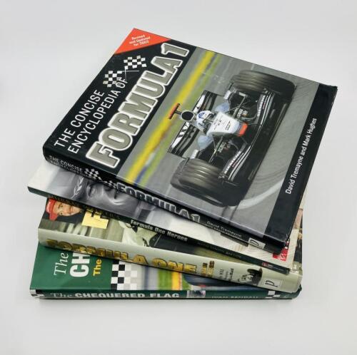BOOKS: Four publications relating to motor racing including ‘The Chequered Flag: The Complete History of Motor Racing’ by Ivan Rendall, ‘Murray Walker’s Formula One Heroes’ with Simon Taylor, ‘The Concise Encyclopedia of Formula 1’ by David Tremayne & Mark Hughes and ‘Formula One: Unseen Archives by Tim Hill [Location: Sydney]