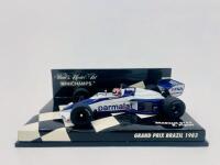 BRABHAM: A 1:43 scale model by Minichamps of the Brabham BT52, driven by Nelson Piquet in the 1983 Brazil GP,&nbsp;complete with original display case [Location: Sydney]