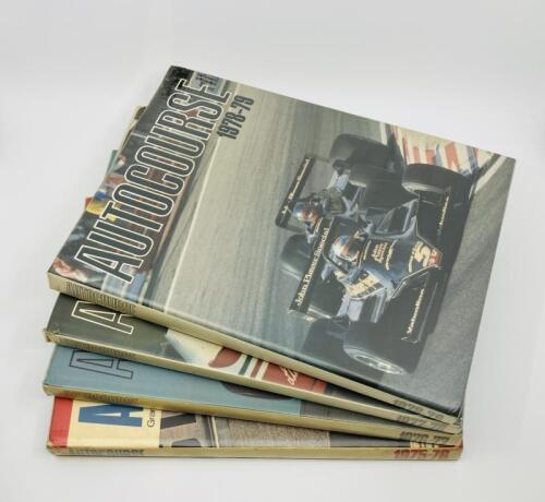 AUTOCOURSE: A collection of four Autocourse annuals Volumes 25-28 inclusive (covering the period 1975-1976 to 1978-1979), all in very good condition with dust jackets wrapped in protective plastic [Location: Sydney]