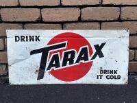 TARAX: A circa 1960s-1970s 'Drink Tarax - Drink It Cold' tin screenprint sign, measures approx 34.5cm high, 75cm wide