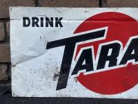TARAX: A circa 1960s-1970s 'Drink Tarax - Drink It Cold' tin screenprint sign, measures approx 34.5cm high, 75cm wide - 2