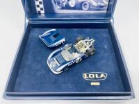 LOLA: A 1:43 scale model by Fly Car Model&nbsp;of the Lola T70 Spyder, winner of the 1966 Bridgehampton Grand Prix,&nbsp;driven by Dan Gurney. Limited edition, No.1429,&nbsp;complete with original packaging [Location: Sydney] - 3
