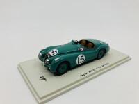 Jaguar: A 1:43 scale model by Spark of the XK120 Roadster in 1950 Le Mans livery, in original packaging [Location: Sydney]