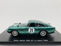 Aston Martin: A 1:43 scale model by Spark of the DB4 GT in 1959 Le Mans livery, in original packaging [Location: Sydney]