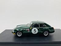 M.G.: A 1:43 scale model by Pinko Automodelli&nbsp;of the MGB GT Coup&eacute; in 1968 Marathon de la Route livery, in original packaging [Location: Sydney]