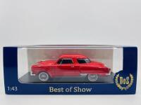 STUDEBAKER: A 1:43 scale model by Best of Show of the 1951 Studebaker Champion Starlight Coupe in red, complete with original packaging [Location: Sydney] - 8