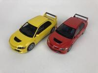 MITSUBISHI: Pair of 1:18 scale Mitsubishi Lancer Evolution cars produced by AutoArt (NB description) - 2