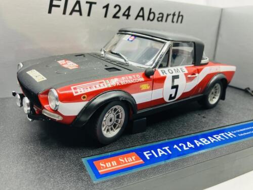 FIAT: A 1:18 scale model by Sun Star of the 124 Abarth Rally in 1973 Monte Carlo Rally livery, in original packaging [Location: Sydney]