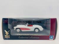 CHEVROLET: A 1:43 scale model by Road Signature of the 1957 Chevrolet Corvette convertible in white, complete with original packaging [Location: Sydney] - 4