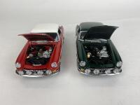 MG: Pair of 1:18 scale MG MGB MK II racing cars produced by AutoArt (NB description) - 2