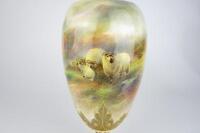 ROYAL WORCESTER: A fine Royal Worcester &lsquo;Highland Sheep&rsquo; lidded vase hand painted by Harry Davis from 1912 - 2