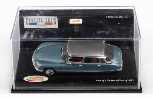 CITROEN: A 1:43 scale Citroen DS21, colour light blue, limited edition, numbered 0127, by Vitesse Models - Classic Cars of France series, in perspex case