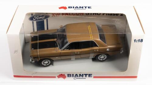 FORD: A scale 1:18 Ford XW Falcon GTHO Phase 2, gold colour, by Biante, within box