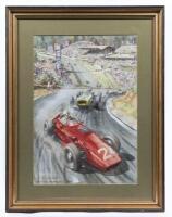 Michael Wright (British, 1935- ), 'Ferrari, Lotus and Cooper Battle For The Lead&nbsp;In at Spa in&nbsp;1960'