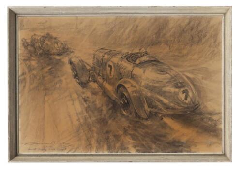 Frederick Gordon Crosby (British, 1885-1943), 'Eddie Hall in hot pursuit at the Tourist Trophy 1936'