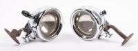C.A.V LAMPS: A very fine, recently restored & replated&nbsp;pair of C.A.V side lamps with mounting brackets, lens diameter 9cm