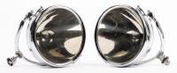 C.A.V HEADLAMPS: An excellent pair of chrome plated C.A.V headlamps, model NB, recently restored & replated, with mounting brackets, lens diameter 20.5cm