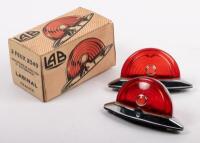 SIDE LIGHTS: A pair of 1920s or 1930s Labinal red side lamps (No. 2349)&nbsp;in attractive Art-Deco style, made in France and in&nbsp;box
