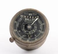 BALLOT: A Ballot Cars 0-80 speedometer in miles per hour, likely circa 1920s, with miles counter currently showing '57407', lens diameter 7cm, untested