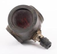 DIVERS HELMET REAR LAMP: An original Rubbolite, made in England, rubber divers' helmet rear lamp, three lens lamp,&nbsp;12cm long