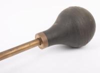 PYTHON HORN: An early 20th Century brass python head horn, long tapered tube with python head, red jewelled eyes, and forked tongue - 2