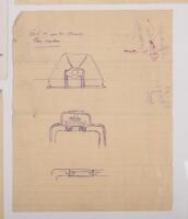 CHAMBERLAIN 8: A group of four hand drawn diagram sketches, most prominent diagram features the Chamberlain 8 lower piston cross section, drawn by H. Hawker 1994, 30cm high, 42cm wide - 3