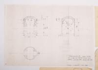 CHAMBERLAIN 8: A group of four hand drawn diagram sketches, most prominent diagram features the Chamberlain 8 lower piston cross section, drawn by H. Hawker 1994, 30cm high, 42cm wide - 5