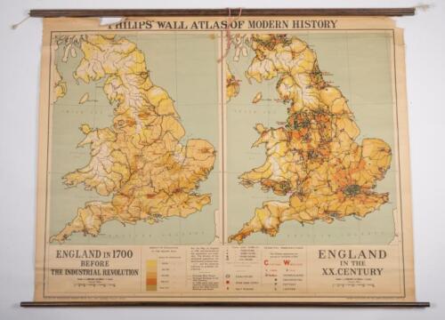 51 · MAP: A large 'Philips Wall Atlas of Modern History' of the United Kingdom wall map, measures 93cm high, 1.15m wide