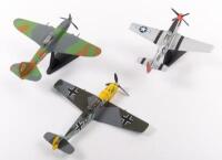 WWII AVIATION: Three small scale WWII era aviation models, includes a Corgi 1:72 scale Messerschmitt Bf109E (no stand), a Del Prado 1:103 scale Ilyushin 1L-II Shturmovik&nbsp;on stand and a Del Prado 1:100 scale North American P-51D Mustang on stand - 2