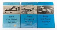 BRITISH CIVIL AIRCRAFT: Three Volumes of 'British Civil Aircraft Since 1919' by A.J. Jackson, hardcover, printed 1973 & 1974