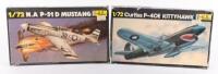 HELLER FIGHTER JET KITS: Two 1/72 scale Heller Model kits including a 'N.A P-51 D Mustang' and a 'Curtiss P-40E Kittyhawk'