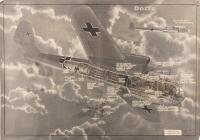 DORNIER DO17Z: A very fine and original 1930s cut-away diagram poster&nbsp;of the Luftwaffe Dornier Do17z, for official use only, most likely displayed in RAF communal areas as a reference to pilots and airmen of the RAF, printed in Great Britain